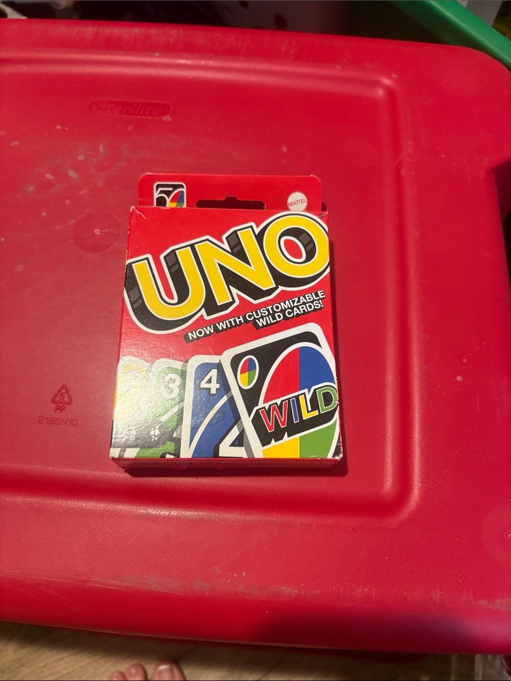 Mattel UNO Card Game - Red Box with Multicolor Accents
